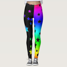 Schwarze Regenbogen-Stern-Leggings
