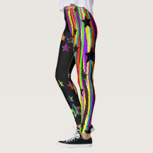 Schwarze Regenbogen-Stern-Leggings