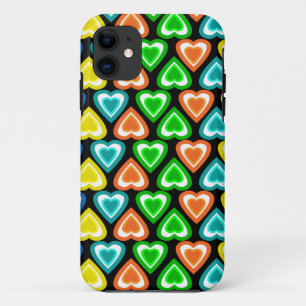 Schwarze Regenbogenherzen Case-Mate iPhone Hülle