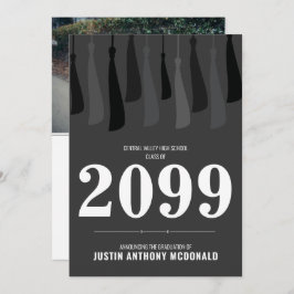 Schwarze Reihe von Tassels Foto Abschluss Einladun Einladung