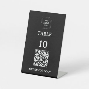 Schwarze Restaurant-Tischnummer QR-Code-Scan zum Sockelschild