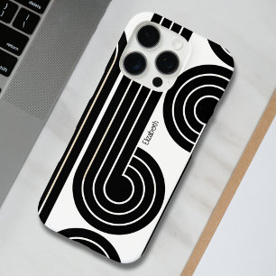 Schwarze Retro-Abstrakt Linien iPhone 16 Pro Hülle
