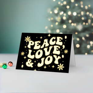 Schwarze Retro-Groovy-Weihnachten mit Frieden Lieb