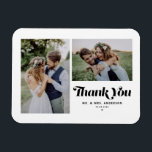 Schwarze Retro-Kalligrafie - Zwei-Foto-Hochzeit Magnet<br><div class="desc">Mit unserem individuell gestaltbaren Foto-Hochzeitsmagneten mit Retro-Kalligraphie und einer charmanten Zwei-Foto-Collage möchten wir Ihnen stilvoll und stilvoll danken. Dieser Dank-Magnet eignet sich perfekt zum Gedenken an Ihren besonderen Tag und ermöglicht es Ihnen, Ihre Lieblingsmomente zu präsentieren und Ihren Lieben herzlich zu danken. Personalisieren Sie dieses Foto Collage Hochzeit Dank Magnet...</div>