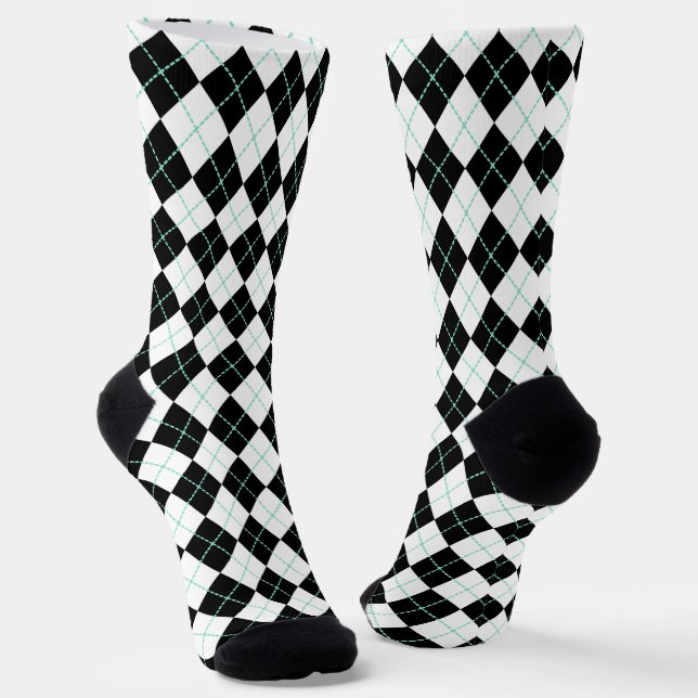 Schwarze Retro-Raute Socken (Gewinkelt)