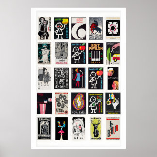 Schwarze Retro-Streichholzschachtel-Etiketten-Wand Poster