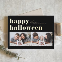 Schwarze Retro Typografie Happy Halloween Zwei-Fot