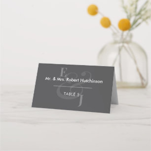 Schwarze Reverse-Ampersand-Hochzeit   Gefaltete Si Platzkarte