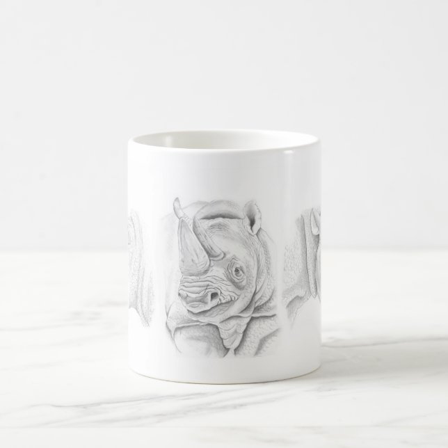 Schwarze Rhino-Tasse Kaffeetasse (Mittel)