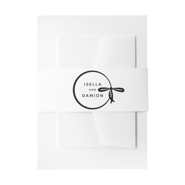SCHWARZE RIBBON & BOW EINLADUNGSBANDEROLE (Vorderseite Beispiel)
