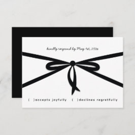SCHWARZE RIBBON & BOW RSVP KARTE