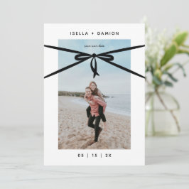 SCHWARZE RIBBON & BOW SAVE THE DATE EINLADUNG