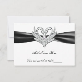 Schwarze Ribbon Silver Swans Table Platzkarte