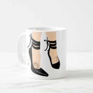 Schwarze Riemchen-High-Heels Sonne Mond Girly Chic Kaffeetasse