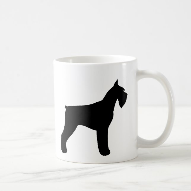 Schwarze Riesen-Schnauzer-Silhouetten Hund Lover Tasse (Rechts)