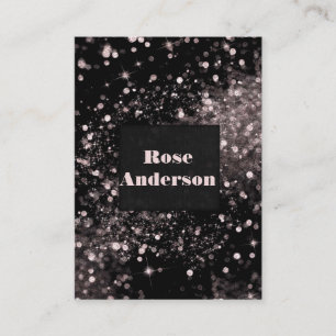 Schwarze & Rosa funkelnde Lichter Glamour Glitzer  Visitenkarte