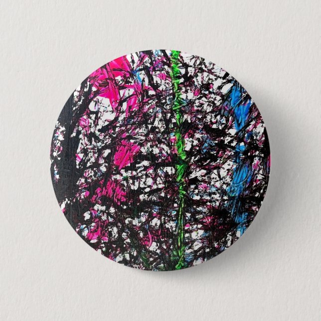 Schwarze, rosa, grüne, blaue Marmorkunst Button (Vorderseite)