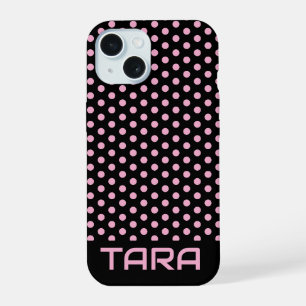 SCHWARZE ROSA PUNKTIGE STYLISCHE EINFACHE INDIVIDU iPhone 15 HÜLLE
