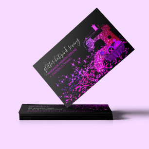 Schwarze rosa Schneider Nähmaschine Garn Quilten Visitenkarte