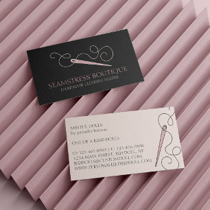 Schwarze rosa Schneiderin Änderung Nadel Visitenkarte