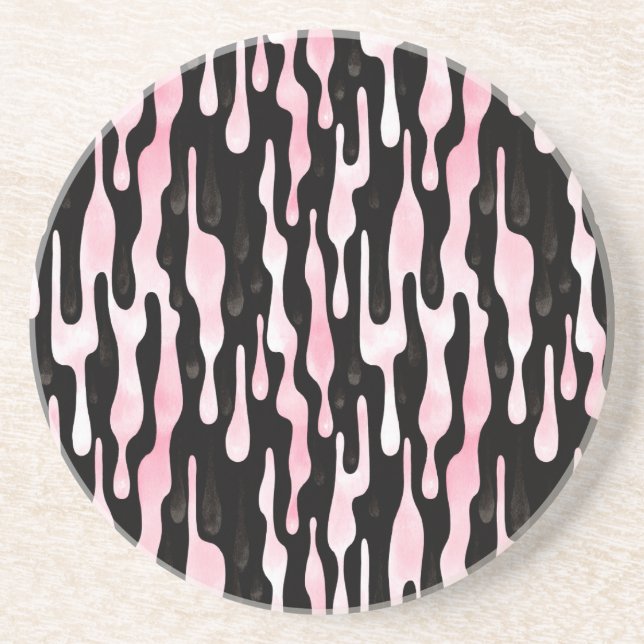 Schwarze rosa Tropfen Getränkeuntersetzer (Vorne)