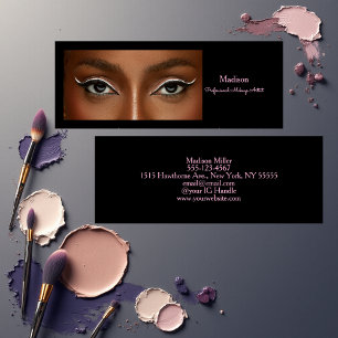 Schwarze Rosa Typografie Foto Make-up Mini Visitenkarte