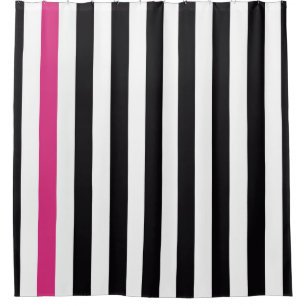 Schwarze rosa und weiße Streifen Duschvorhang