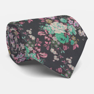 Schwarze rosa vintage elegante Blumen Blumen Thema Krawatte