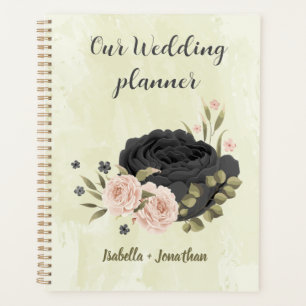 schwarze rosafarbene Blumen Hochzeit Planer