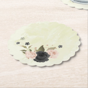 schwarze rosafarbene Blumen Hochzeit Untersetzer