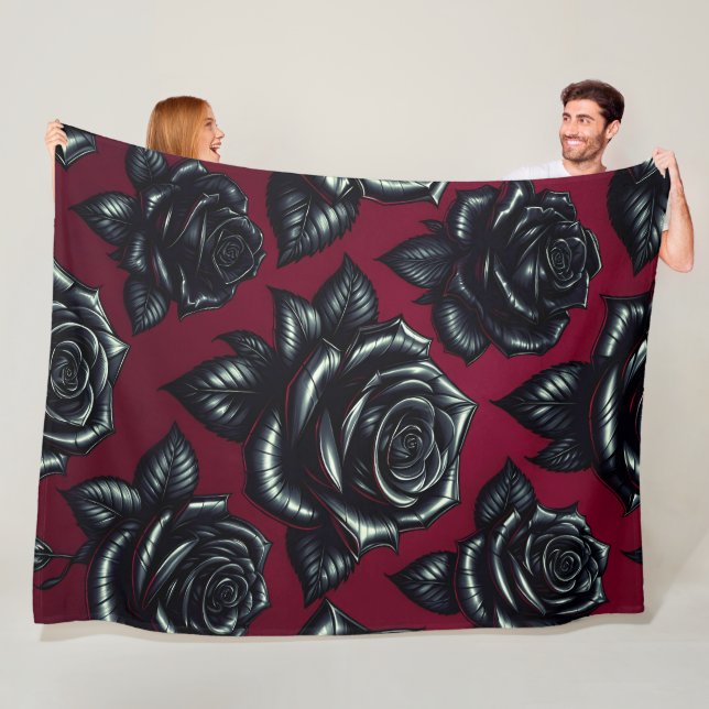 Schwarze Rose 60x80 Fleece Blanket (Beispiel)