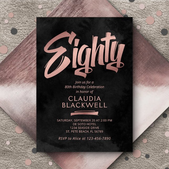 Schwarze Rose, 80. Geburtstag Einladung (Von Creator hochgeladen)