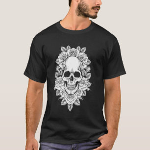 Schwarze Rose Alt Ästhetik Nu Goth Teen Skull T-Shirt