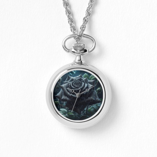 Schwarze Rose Armbanduhr (Vorderseite)