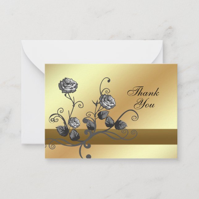 Schwarze Rose auf Gold Dankeschön Karte (Vorderseite)