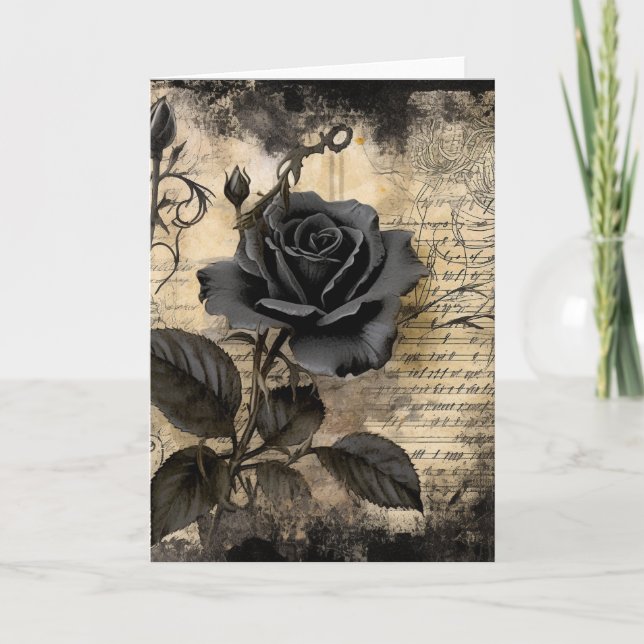 Schwarze Rose Blank Karte (Vorderseite)