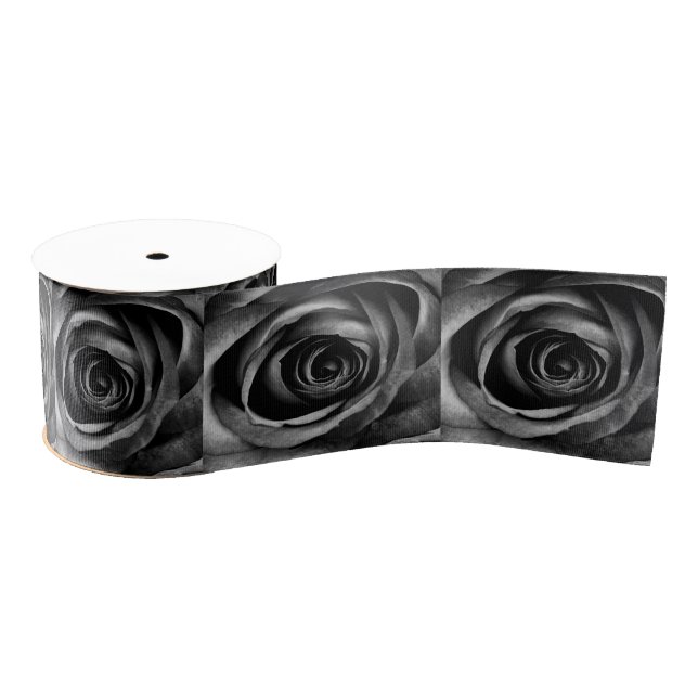 Schwarze Rose Blume Blumendekoration Vintag Ripsband (Spule)