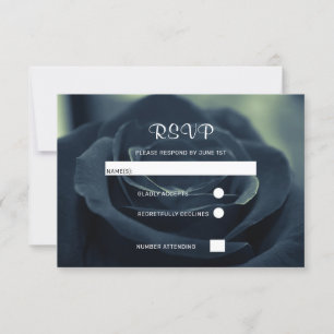 Schwarze Rose Blume Dark Gothic Vibe Wedding RSVP Karte