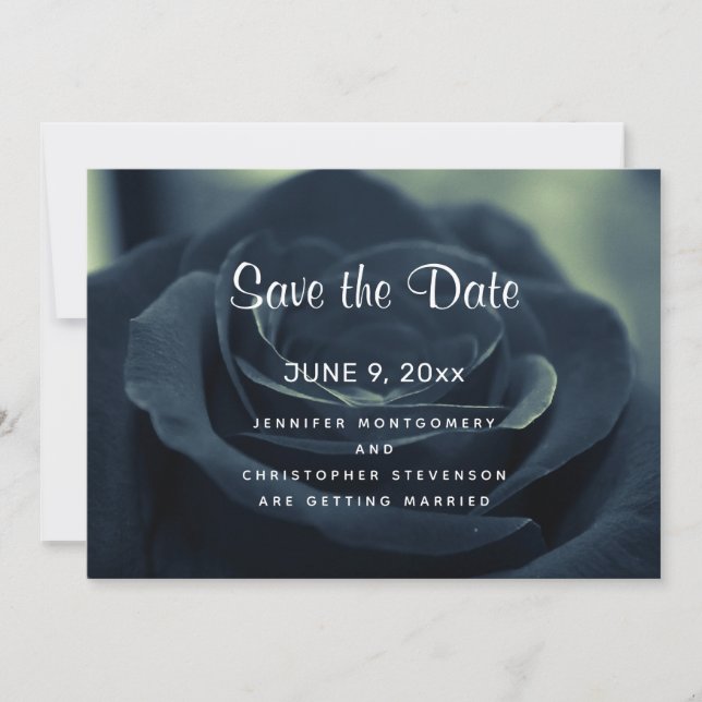 Schwarze Rose Blume Dark Gothic Vibe Wedding Save The Date (Vorderseite)