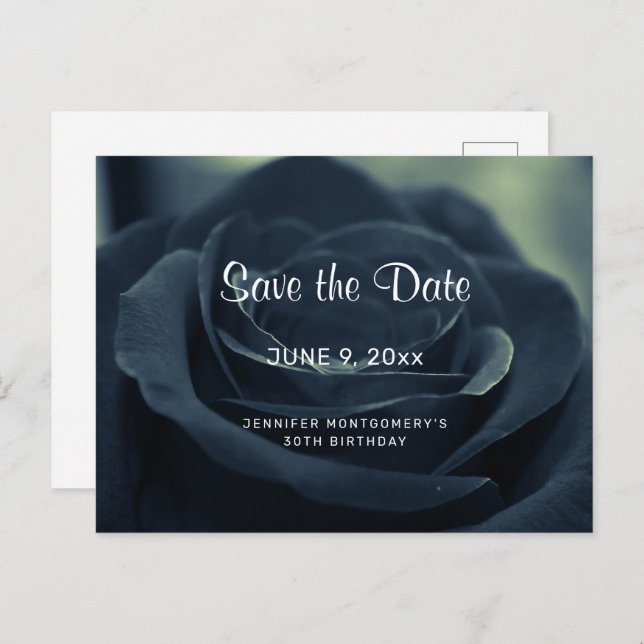 Schwarze Rose Blume Dunkle Gothic Vibe Save the Da Einladungspostkarte (Vorne/Hinten)