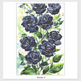 Schwarze Rose Blume Goth Art Aquarellmalerei Aufkleber