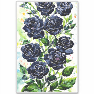 Schwarze Rose Blume Goth Art Aquarellmalerei Aufkleber
