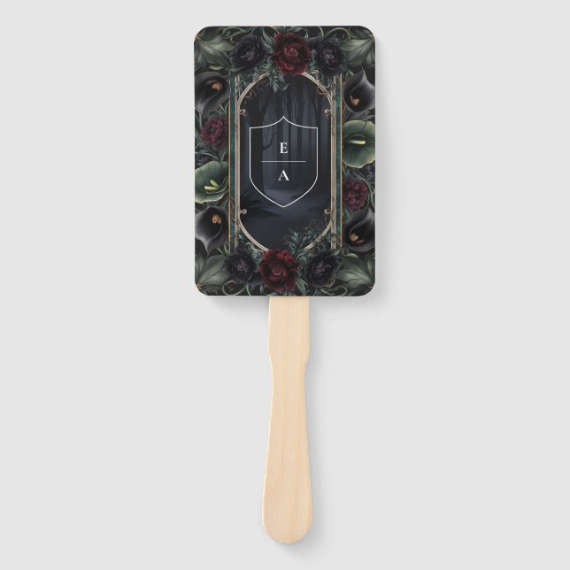 Schwarze Rose Blumengotik Halloween Fächer (Vorderseite)