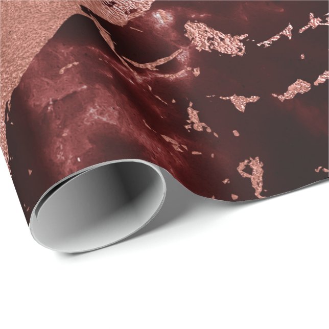 Schwarze Rose Burgundy Roter Glam Stone Marmor Abs Geschenkpapier (Rolleneckpunkt)