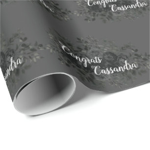 Schwarze Rose Dunkle Gothic-Abschlussfeier Grau Geschenkpapier