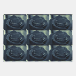 Schwarze Rose Dunkle Gothic Blume Foto Gemustert Geschenkpapier Set