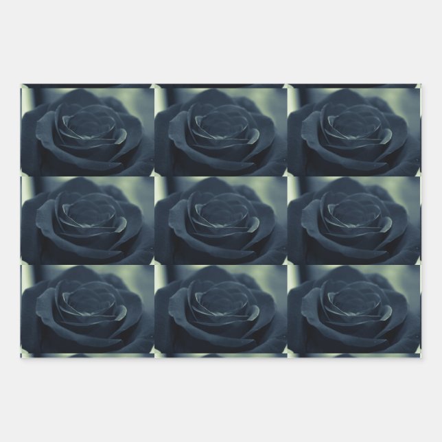 Schwarze Rose Dunkle Gothic Blume Foto Gemustert Geschenkpapier Set (Vorderseite 2)