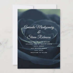 Schwarze Rose Dunkle Gothic-Blume Foto Hochzeit Einladung