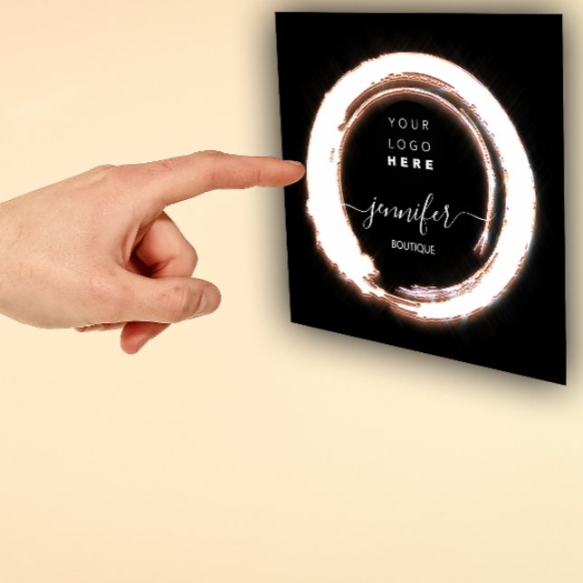 Schwarze Rose Frame Custom QR LOGO SHOP Quadratische Visitenkarte (Black Rose Frame Custom QR LOGO SHOP Square Business Card)