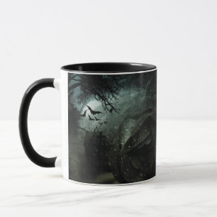 Schwarze Rose Friedhof Fledermäuse Halloween Tasse
